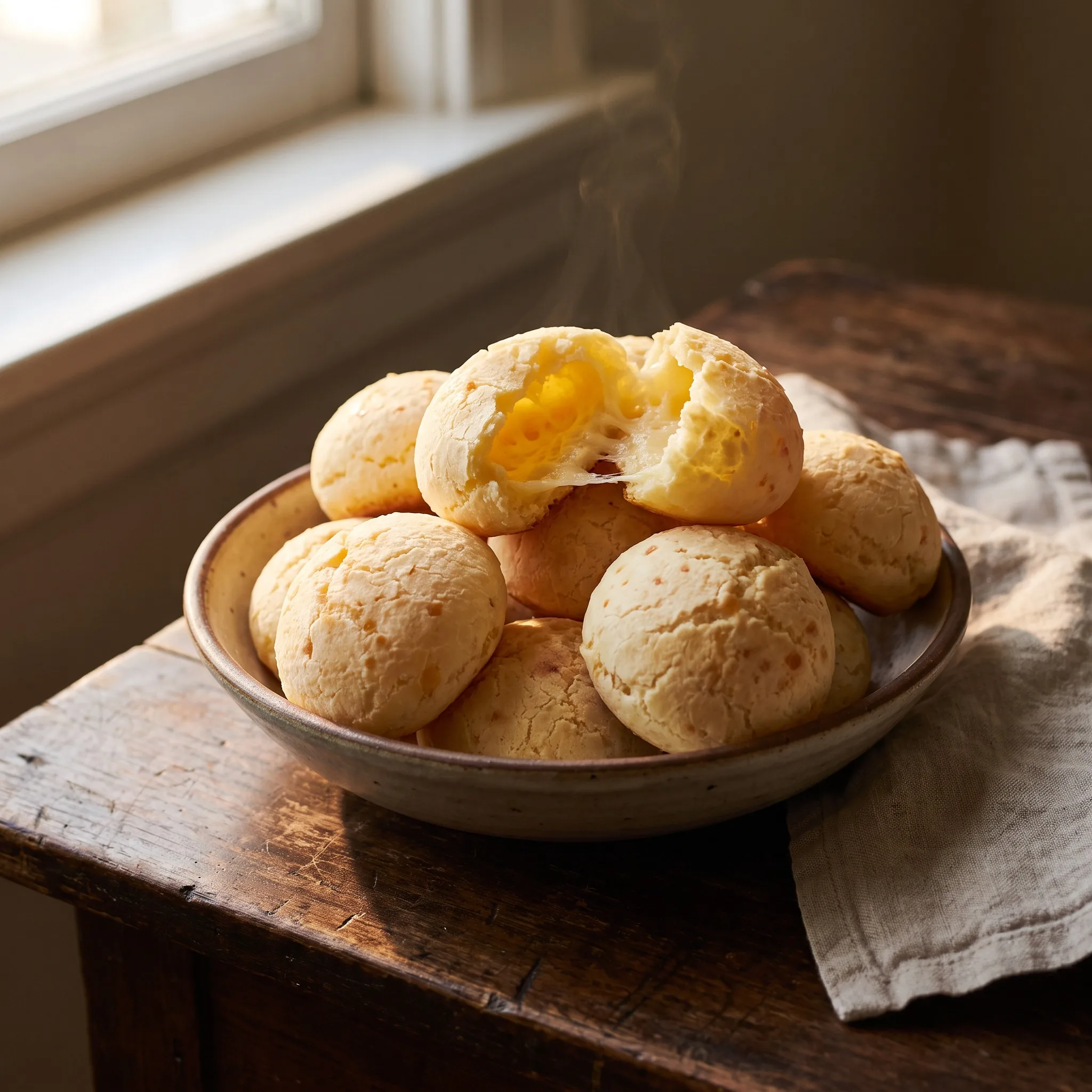 Pão de queijo recém-saído do forno